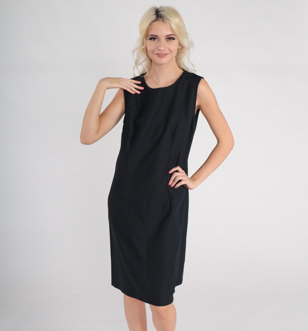 90's Black Button Down Sleeveless Dress main image 0