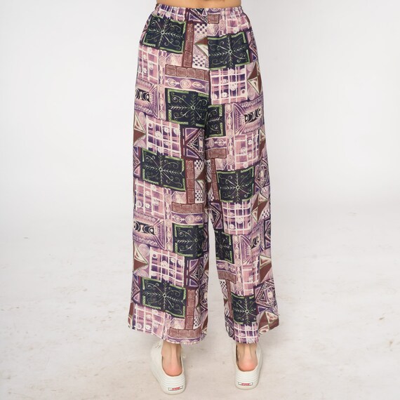 90s Patchwork Pants Boho Abstract Print Wide Leg … - image 7