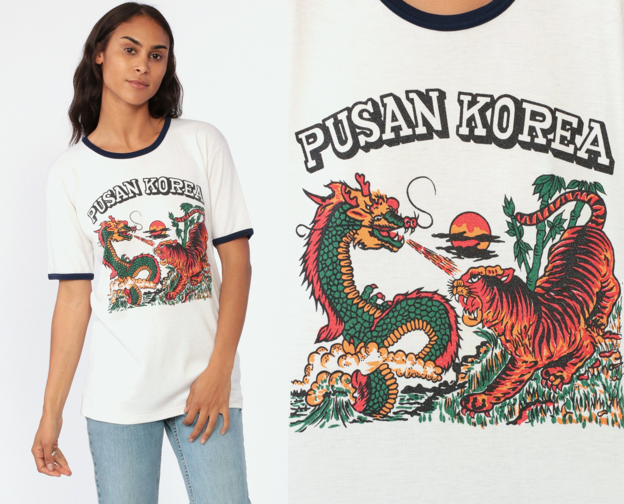 Pusan Korea Shirt 80s Dragon Tiger 