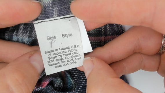 Patchwork Button Up 90s Ikat Print Navy Chambray … - image 9