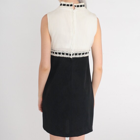 60s Party Dress Black and White Mini Cocktail Dre… - image 7