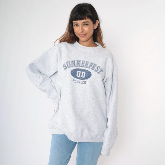 Vintage 2000 Summerfest Sweatshirt Milwaukee Music Festival Shirt Gray Crewneck Pullover Graphic Y2K Fruit of the loom Heavy xxl 2xl Plus