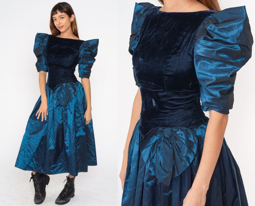80s velvet and taffeta ballgown with bolero main image 1
