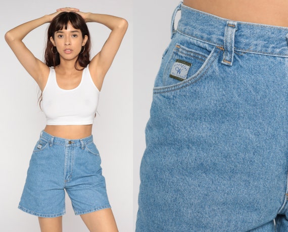 Wrangler Denim Shorts 90s High Waisted Jean Shorts Retro Mom Shorts Hippie High Rise Normcore Basic Hipster Blue Vintage 1990s Small S 27