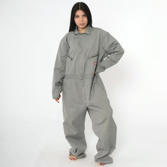 Grey Dickies Jumpsuit Y2k Coveralls Pants Workwear Industrial Mechanic Suit Work Wear Long Sleeve Boilersuit Vintage 00s Men's Large