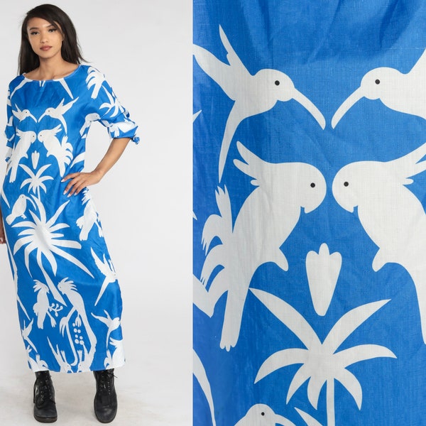 Patchwork Tropical Bird Print Dress