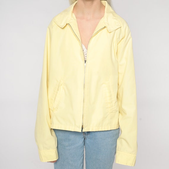 Yellow Windbreaker Jacket Pastel Zip Up Jacket 80s Pl… Gem