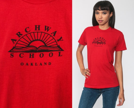 Archway School Oakland Shirt 80s Tee 1980s Red Ele