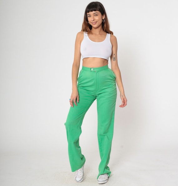 Vintage Girl Scouts Pants 70s Green High Waisted Trousers Uniform Pants Vintage 1970s Girl Scout Pants Straight Leg Small 4