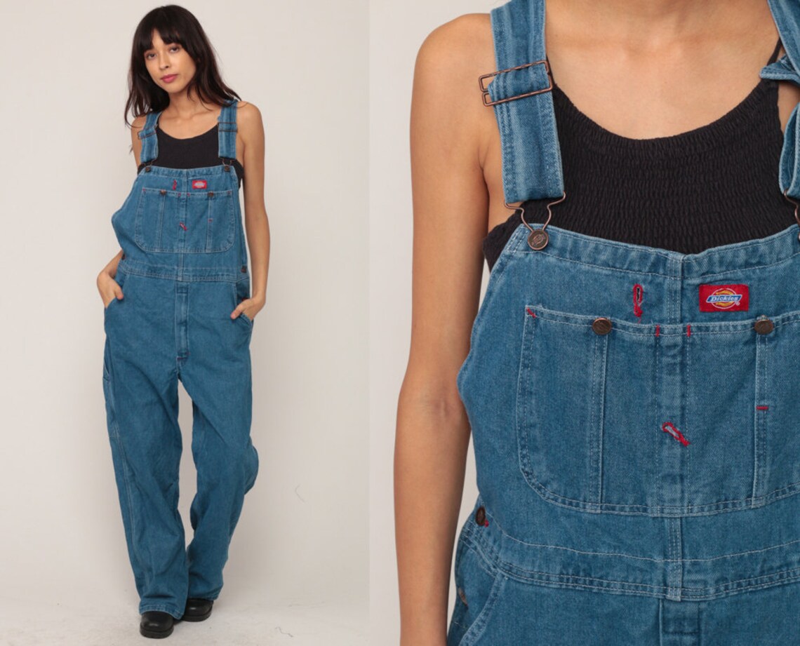 Dickies Overalls 90s Denim Bib Overalls Baggy Dungarees Long | Etsy