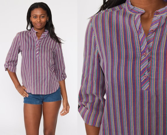 purple 70s shirt