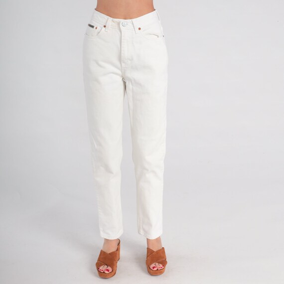 90s Calvin Klein Jeans White Slim Tapered Pants S… - image 8