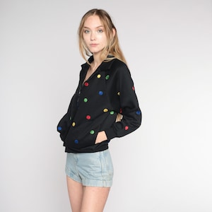 Polka Dot Jacket Y2K Black Zip Up Windbreaker Jacket Retro Basic Plain Simple Sporty Streetwear Red Green Yellow Blue Vintage 00s Small S image 3