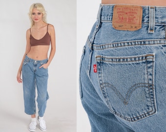 90s Levis 550 Jeans Straight Leg Ankle Jeans Low Rise Blue Denim Pants Retro Basic Levi Strauss Vintage 1990s Medium M 29 x 25 Petite