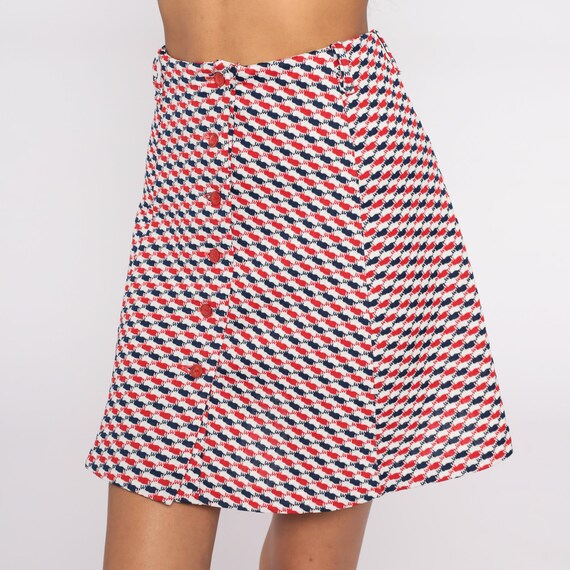 Plaid Mini Skirt 60s 70s Mod Red White Blue High … - image 5