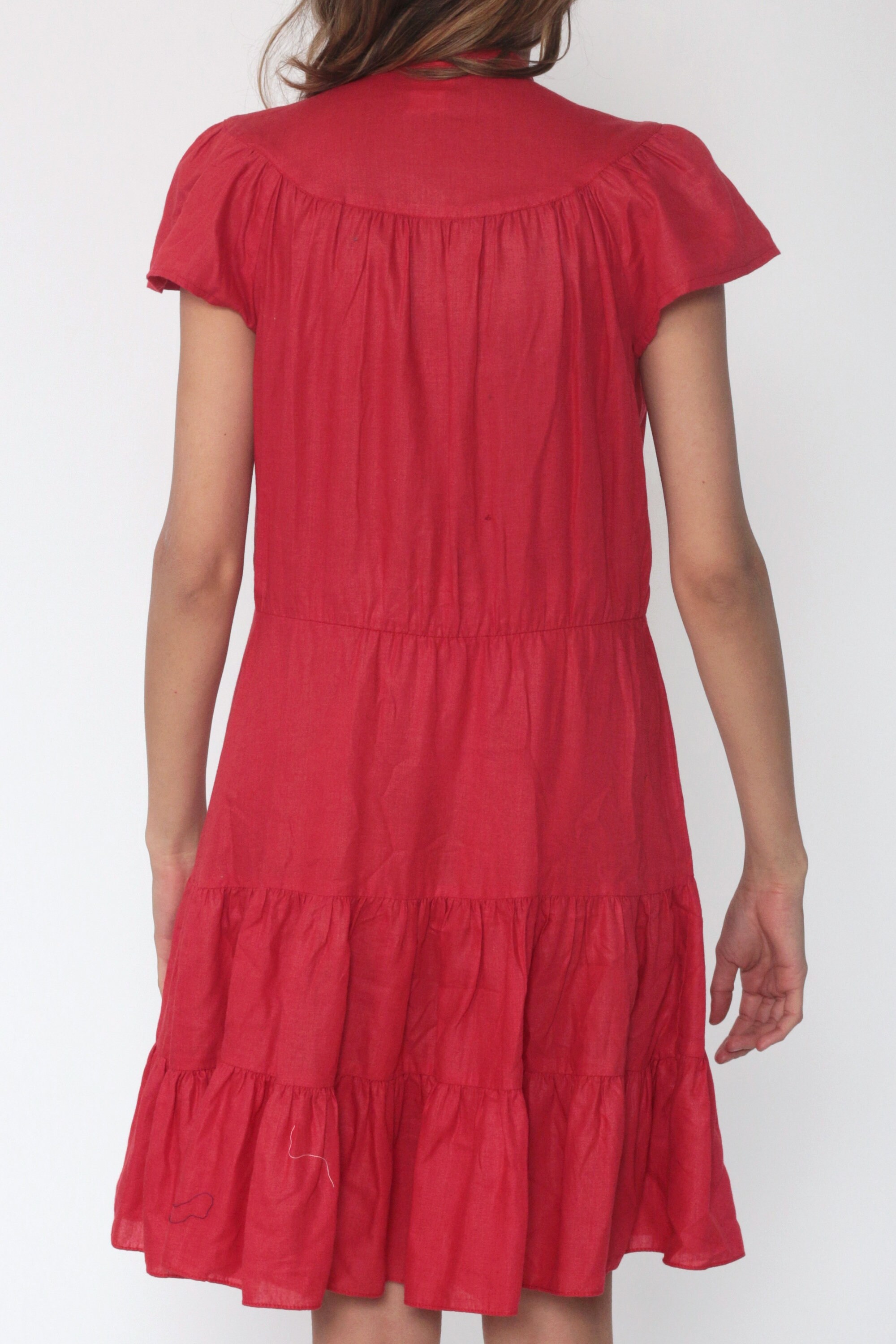 vintage red button up dress