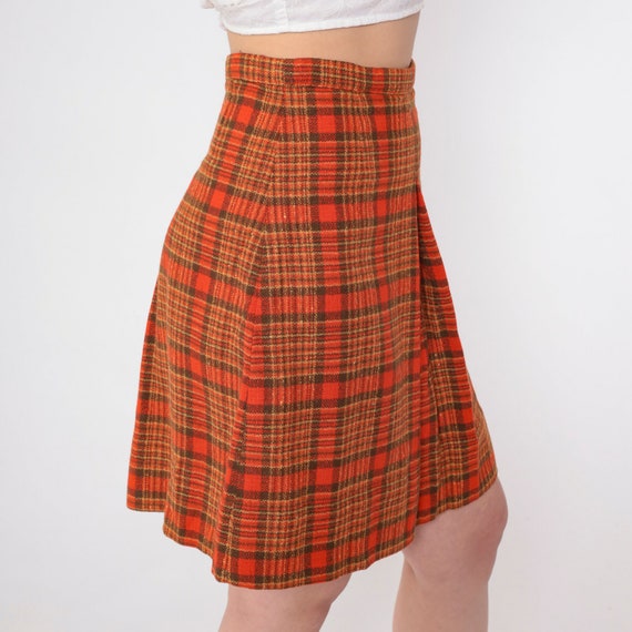 Red Plaid Skirt 60s Mini Skirt Wool Blend School Girl Skirt High Waisted Preppy Checkered Retro Lolita Uniform Tartan Vintage 1960s Small S
