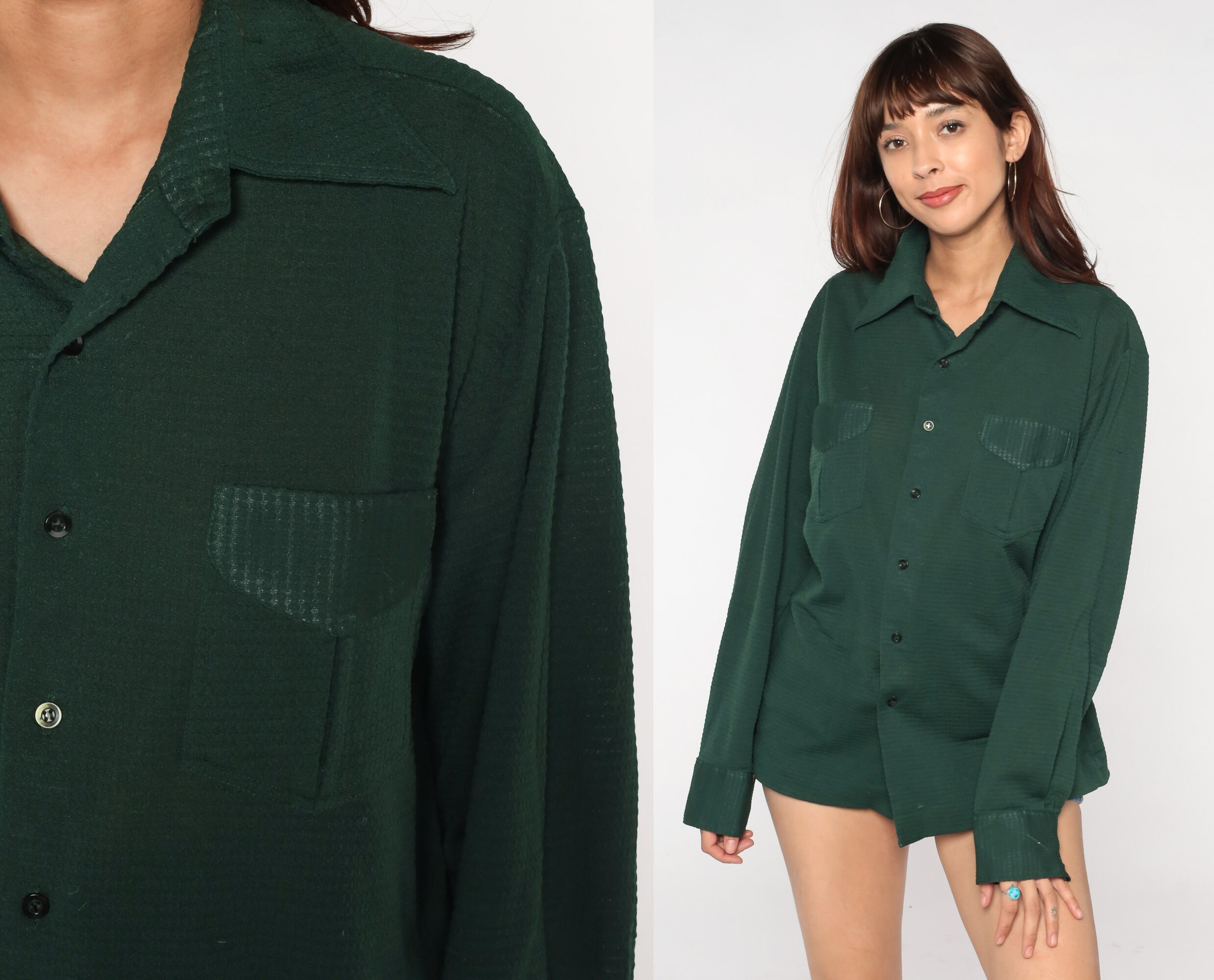 Emerald Green Button Up atelieryuwa.ciao.jp