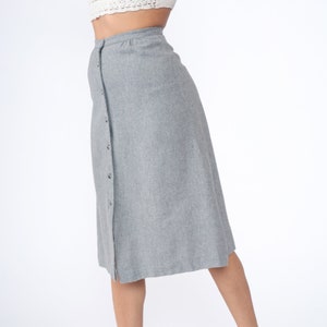 Grey 70s Skirt Button Up Midi Skirt High Waisted 70s Mod Skirt Acrylic Wool Blend High Rise Retro 1970s Vintage Bobbie Brooks Extra Small xs image 6