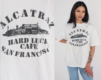 Alcatraz T-Shirt 90s San Francisco Shirt Hard Luck Cafe Graphic Tee SF California Tshirt San Fran Retro Tourist White Vintage 1990s Large L