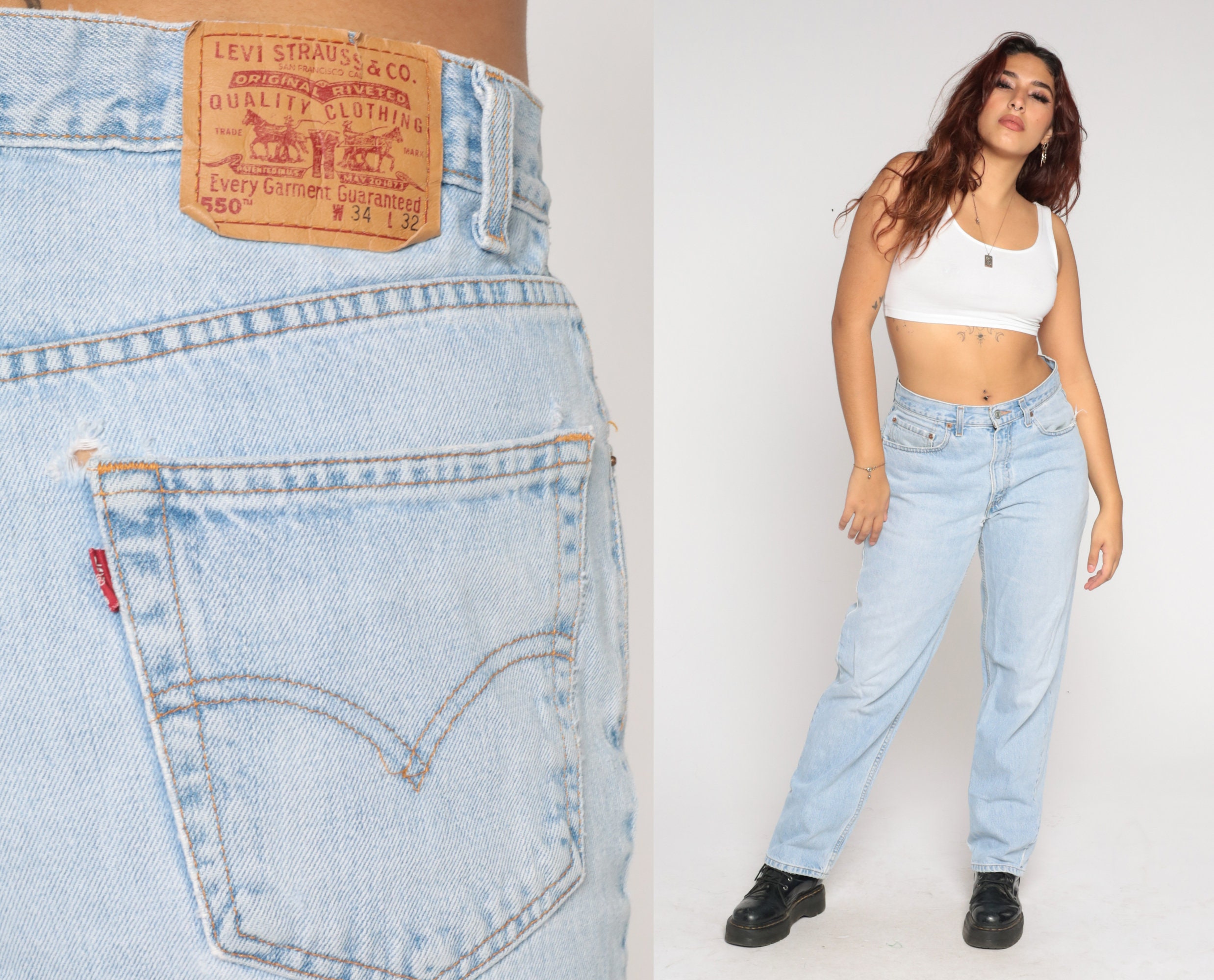Levis 550 Jeans 90s High Waisted Levi Jeans Tapered Leg Light - Etsy Israel