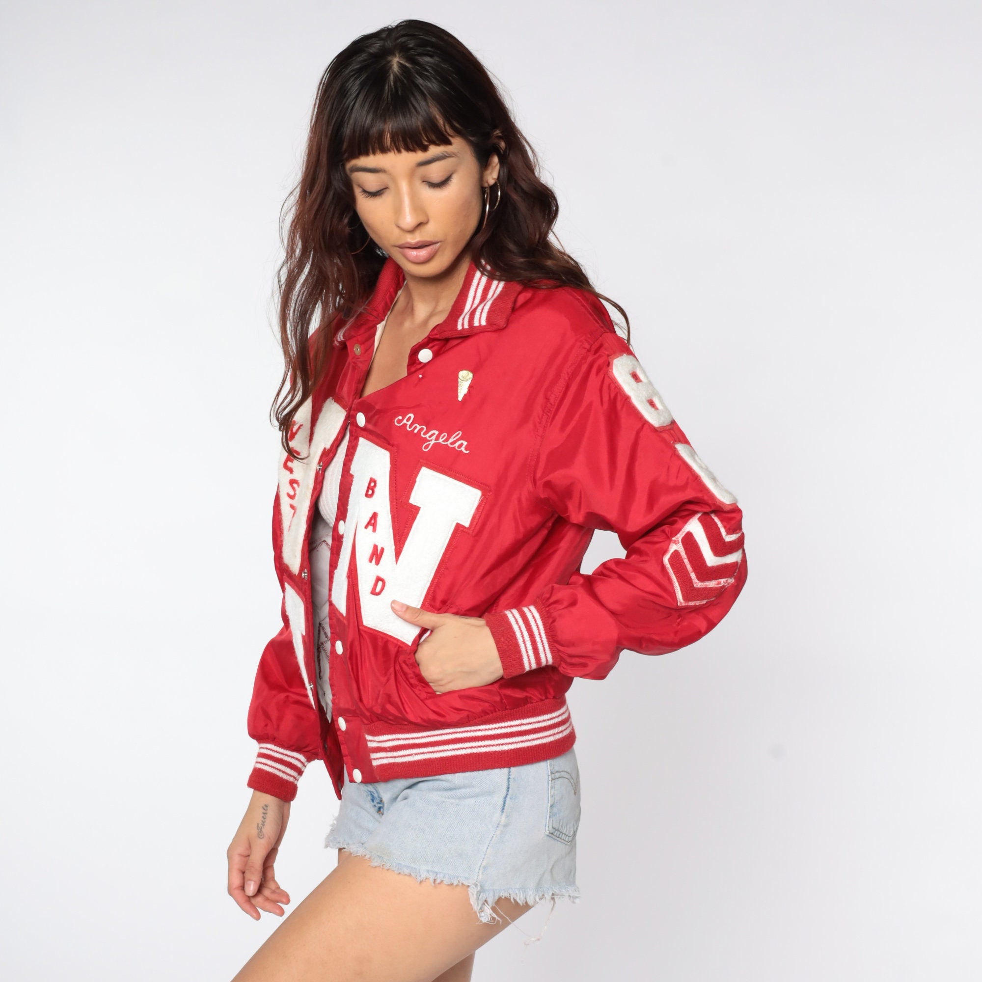 Red Varsity Jacket 1988 Angela Bomber Jacket 80s Letterman Baseball