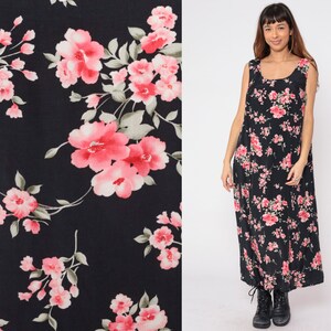 Black dress with large pink flowers online