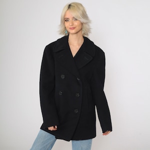 【再入荷！】 Vintage 90s Black Wool Double Breasted Pea Coat Jacket/black ジャケット・アウター