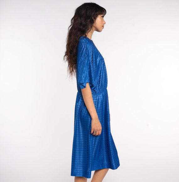 70s Midi Dress Royal Blue Dress Short Sleeve Dres… - image 4