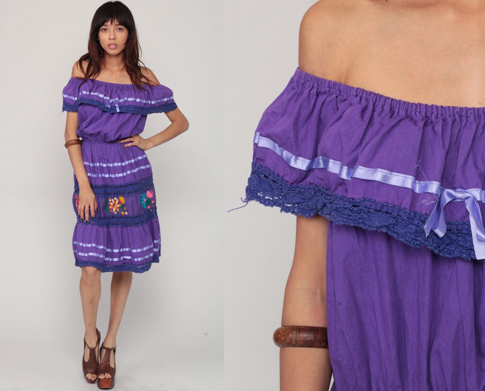 purple mexican peasant dress