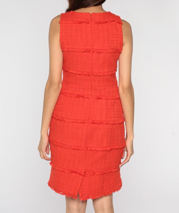 Orange Mini Dress Fringe Trim Sheath Dress Y2K Co… - image 8
