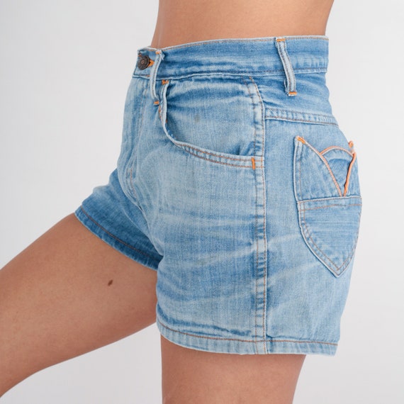 70s Denim Shorts High Waisted Short Shorts Blue J… - image 3