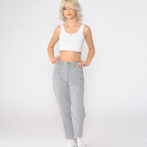 Vintage Gitano Jeans 80s 90s Grey High Waisted Ribbed Yoke Tapered Jeans Denim Pants Mom Jeans 1990s Small