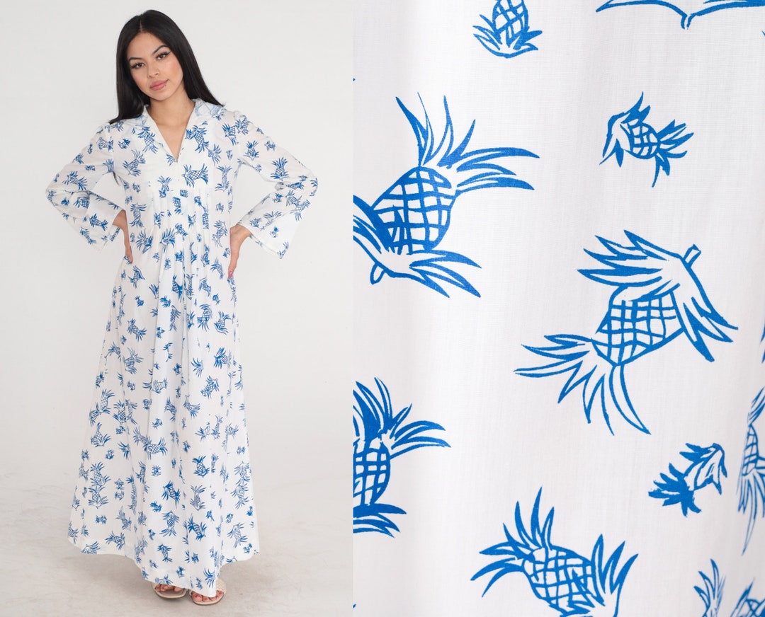 Tropical Floral Pineapple Print Hoodie Dress