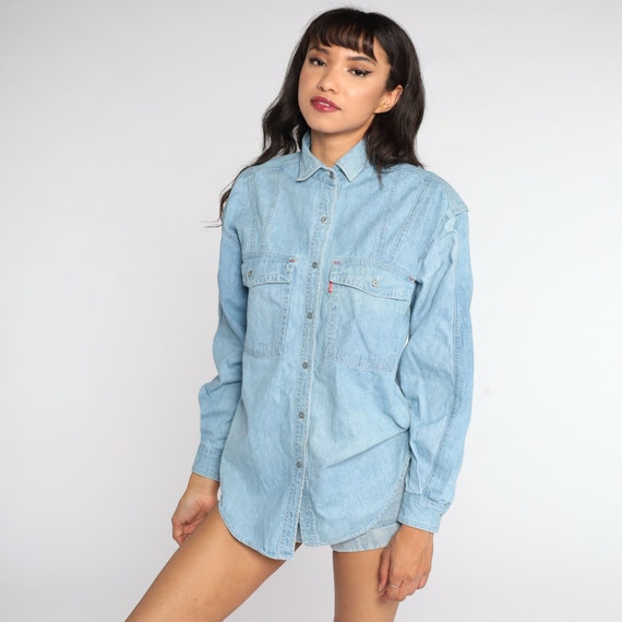 Levis Denim Shirt 90s Blue Button up 