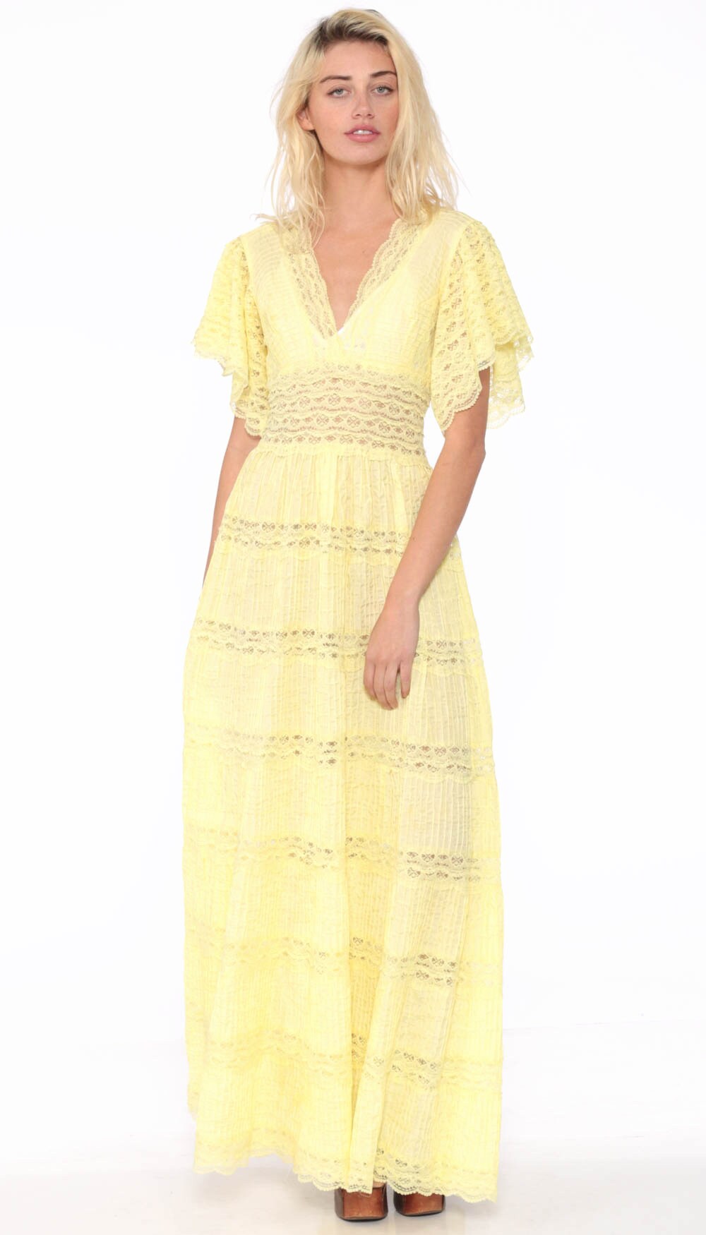 yellow lace gown