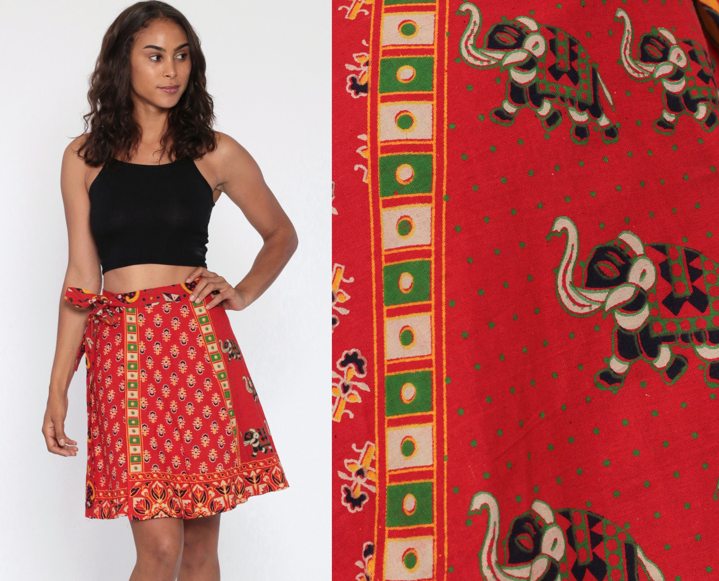 mini wrap skirt boho