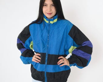 Navy Blue Windbreaker 90s Snap Zip up Jacket Retro Weather Navy Blue Windbreaker 90s Snap Zip up Jacket Retro Weather