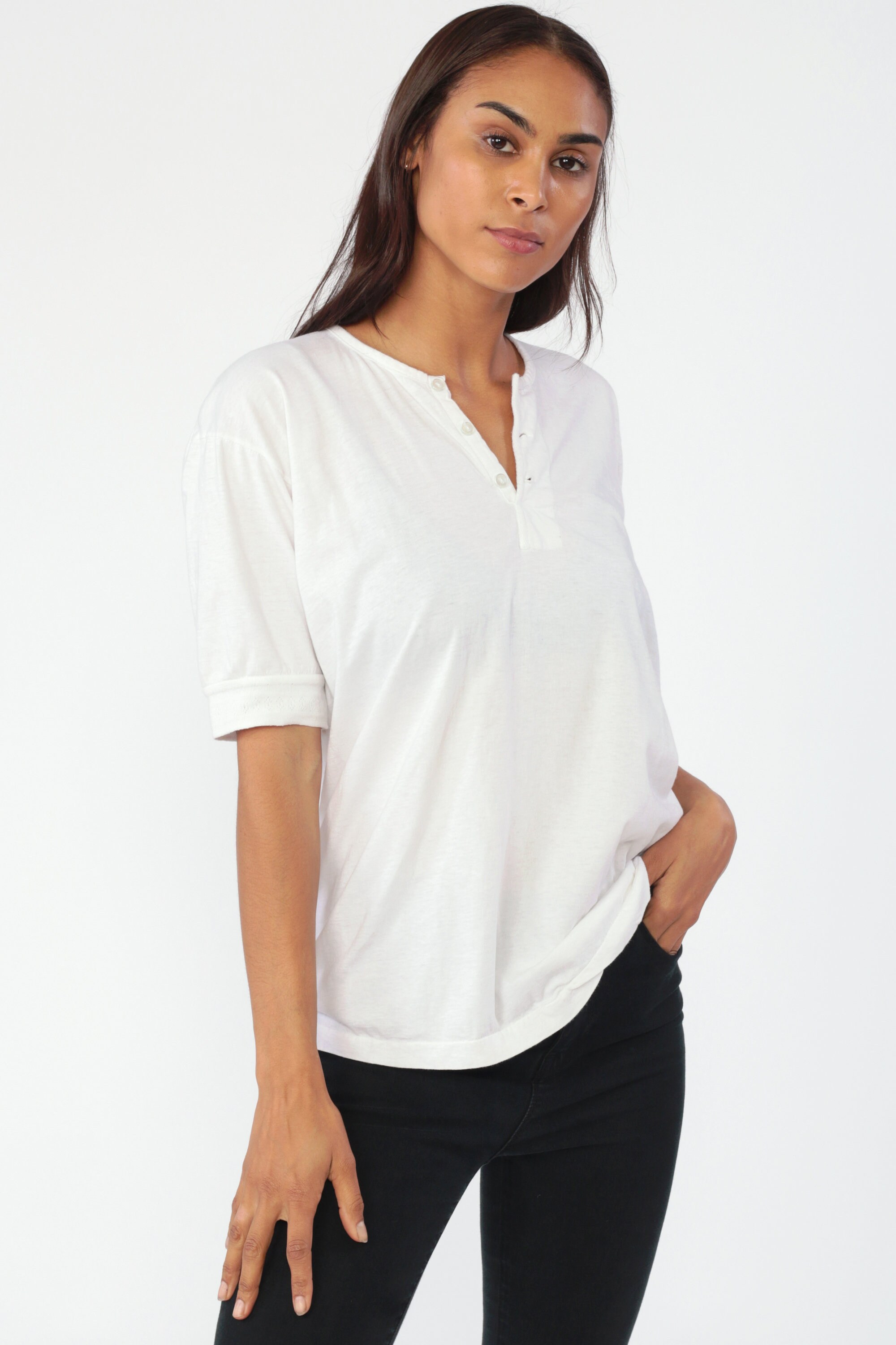 half button cotton shirt