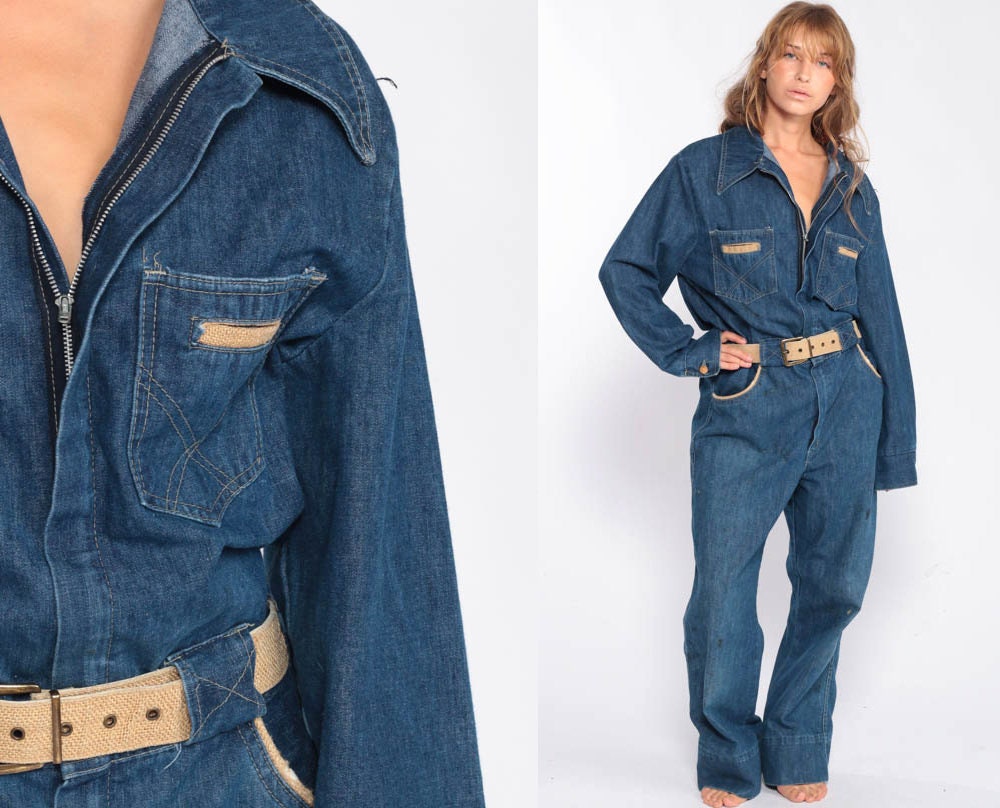 vintage denim jumpsuit 70s