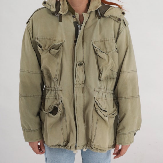 80s Military Jacket Army Commando Cargo Distressed Fa… - Gem