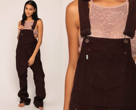 Snowsuit Ski Suit 70s Overalls Ski Pants Snow Hippie LEVIS Bell Bottoms CORDUROY Brown Vintage Boho Retro Jumpsuit Levi Large