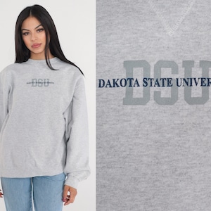 Dakota State Sweatshirt Y2K Universität Sweatshirt DSUA College Sport Grafik-ShirtTrojans Heather Grau 00s Vintage Champion XL