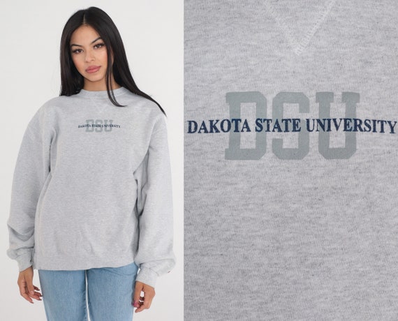 Dakota State Sweatshirt Y2K University Sweatshirt DSUA College Sports Graphic Shirt Sportswear Trojans Heather Grey 00s Vintage Champion XL