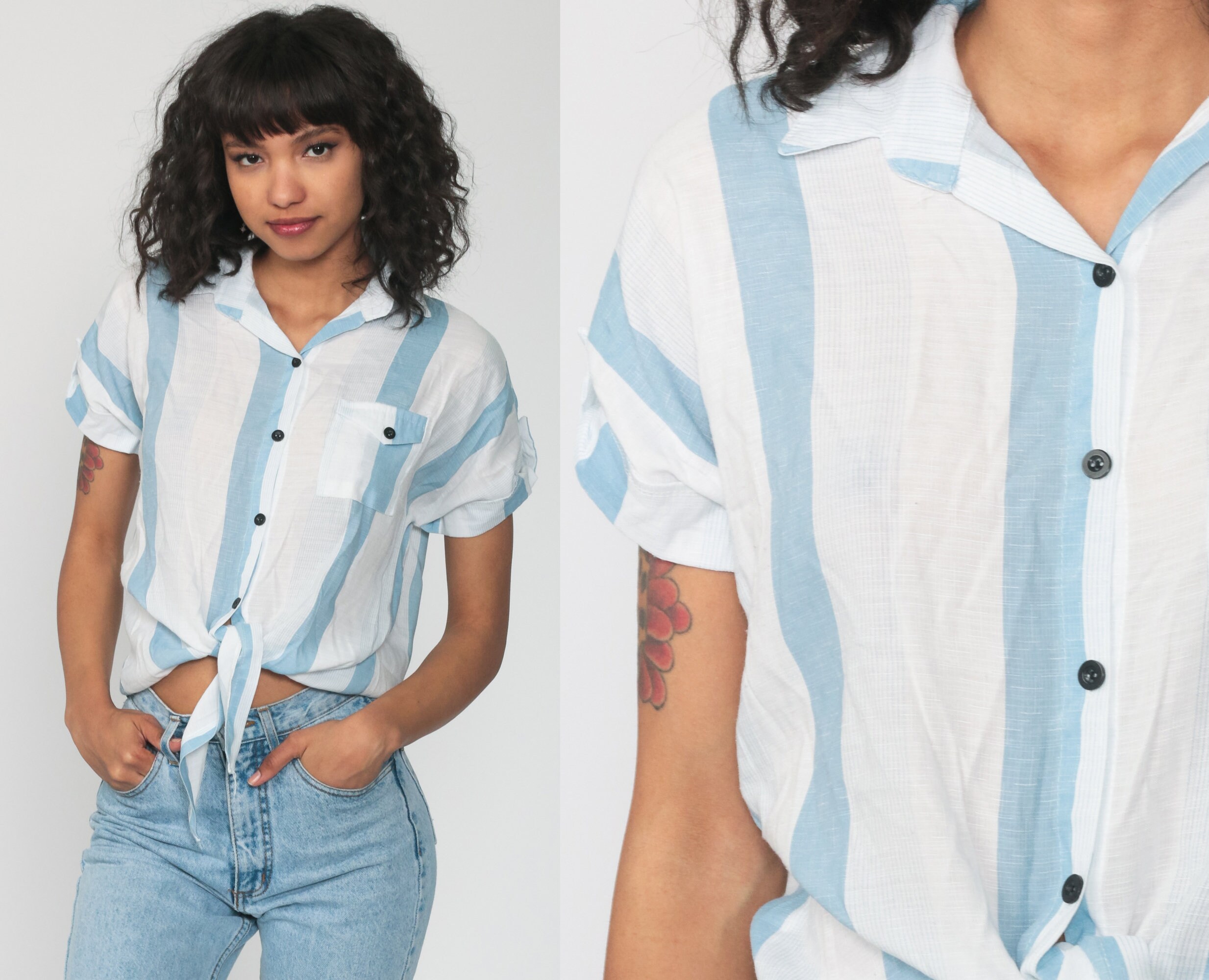 cropped short sleeve blouse