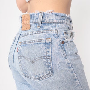 Ripped Levis Jeans 80s Acid Wash Distressed Jeans Slim Straight Leg Jeans 90s Mom Jeans Denim Pants Mid Rise Waist 1980s Small image 8