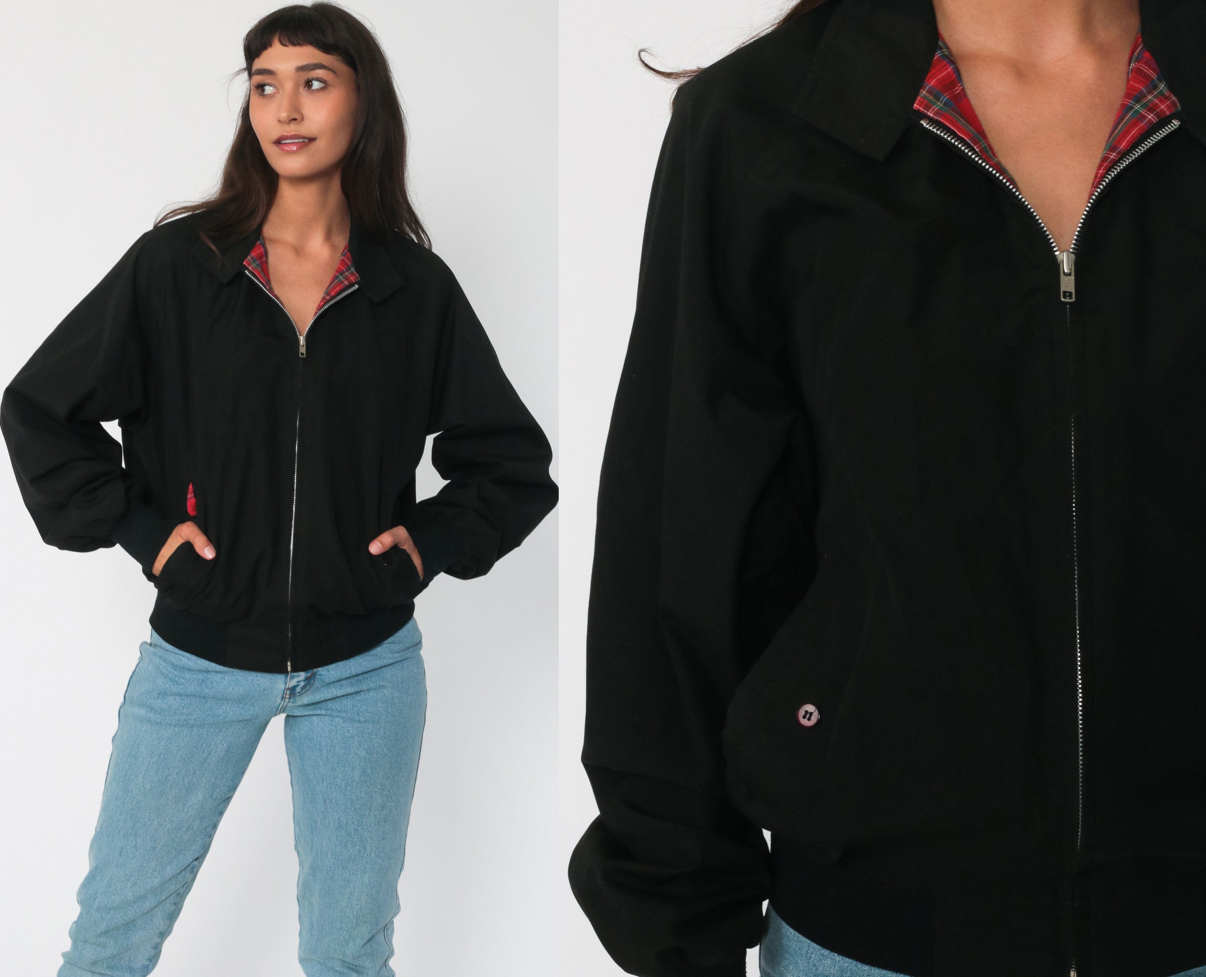 bomber jacket with plaid inside