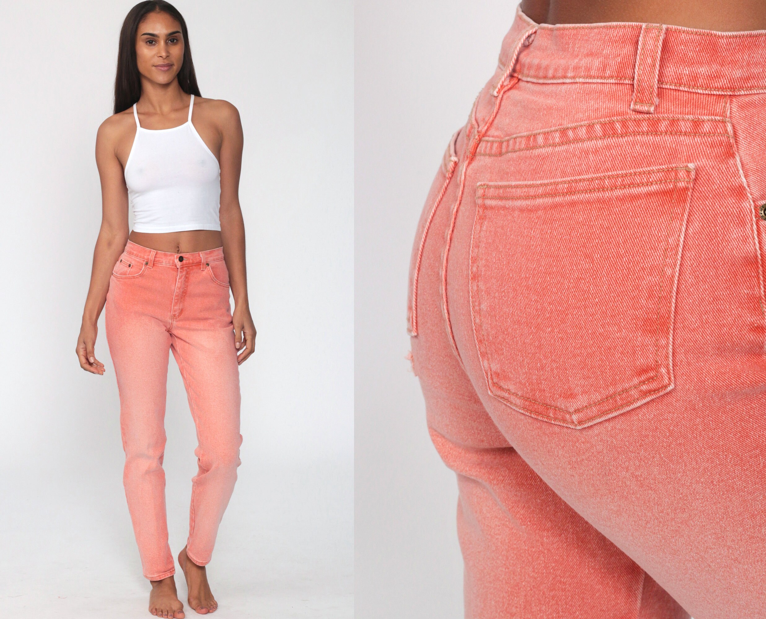 coral color jeans