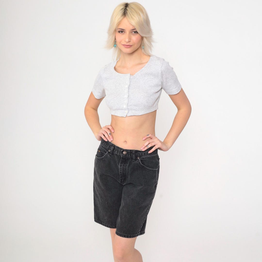 Vintage Black Denim Shorts 90s Lee Jean Shorts High Waisted Skater