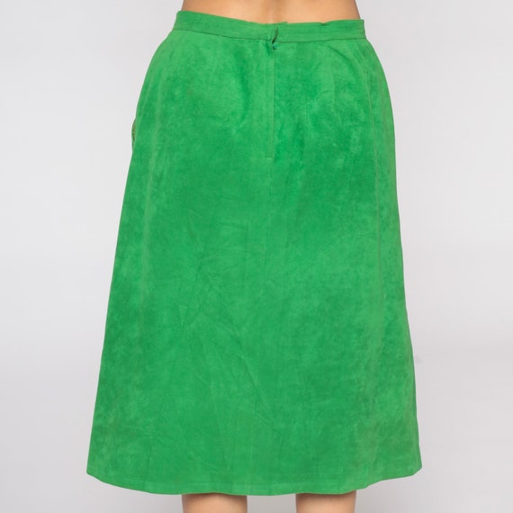 80s Pencil Skirt Green Faux Suede Skirt 1980s Vin… - image 6